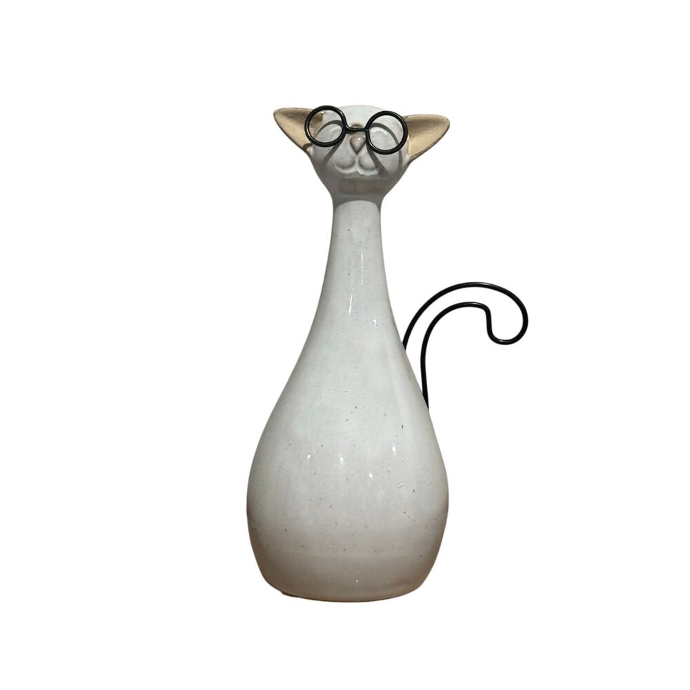 Sagebrook Home Quirky Cat with Glasses